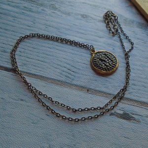 Hammered and textured bronze and gold tones initial M pendant necklace